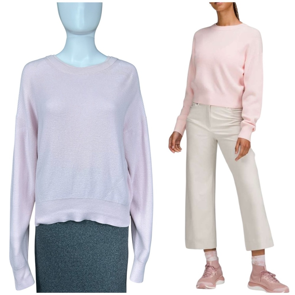 Lululemon Waist Length Crewneck Sweater Strawberry Milkshake Pink Relax Fit Sz 6
